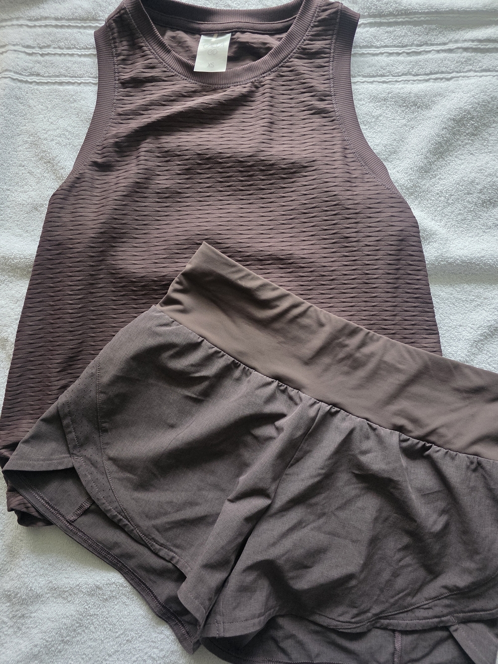 CALIA by Carrie Underwood Athletic Tank and Shorts Set - Deep Mauve